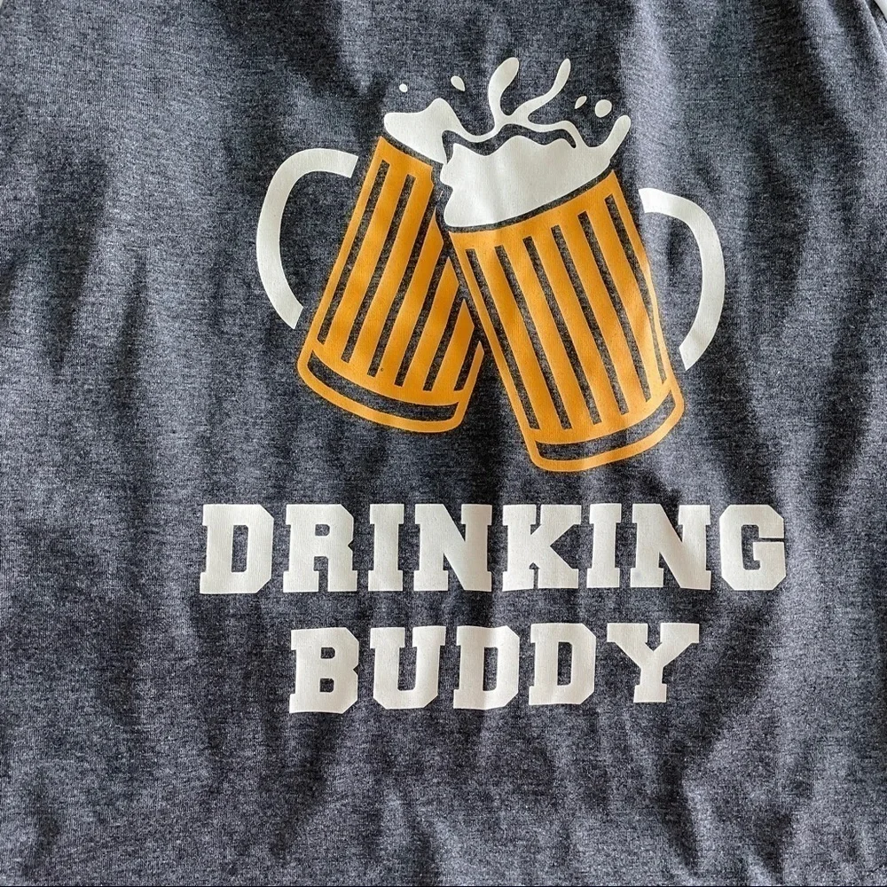 Top Paw Drinking Buddy Beer Graphic Dog Tee L